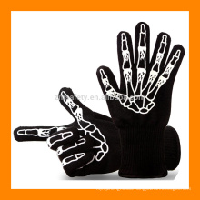 14'' Long Extreme Heat Resistant Oven Gloves with Skeleton Design As Halloween Gift Best Halloween Gloves